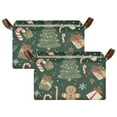 thumbnail image 1 of Yayeee Foldable Storage Basket for Shelves with Handles Set of 2 Waterproof Cloth Bins, Christmas Box Pattern, 1 of 7