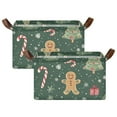 thumbnail image 1 of Yayeee Foldable Storage Basket for Shelves with Handles Set of 2 Waterproof Cloth Bins, Christmas Gingerbread, 1 of 7