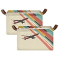 thumbnail image 1 of Yayeee Foldable Storage Basket for Shelves with Handles Set of 2 Waterproof Cloth Bins, Colorful Plane Stripes, 1 of 7