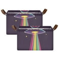 thumbnail image 1 of Yayeee Foldable Storage Basket for Shelves with Handles Set of 2 Waterproof Cloth Bins, Colorful UFO, 1 of 7