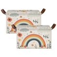 thumbnail image 1 of Yayeee Foldable Storage Basket for Shelves with Handles Set of 2 Waterproof Cloth Bins, Cute Rainbow, 1 of 7
