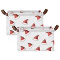 thumbnail image 1 of Yayeee Foldable Storage Basket for Shelves with Handles Set of 2 Waterproof Cloth Bins, Cute Santa Hats Pattern, 1 of 7