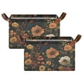 thumbnail image 1 of Yayeee Foldable Storage Basket for Shelves with Handles Set of 2 Waterproof Cloth Bins, Dark Floral Pattern, 1 of 7