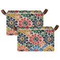 thumbnail image 1 of Yayeee Foldable Storage Basket for Shelves with Handles Set of 2 Waterproof Cloth Bins, Dark Floral, 1 of 7