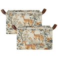 thumbnail image 1 of Yayeee Foldable Storage Basket for Shelves with Handles Set of 2 Waterproof Cloth Bins, Deer Pattern, 1 of 7
