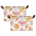 thumbnail image 1 of Yayeee Foldable Storage Basket for Shelves with Handles Set of 2 Waterproof Cloth Bins, Floral Orange, 1 of 7