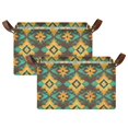 thumbnail image 1 of Yayeee Foldable Storage Basket for Shelves with Handles Set of 2 Waterproof Cloth Bins, Geometric Patterns, 1 of 7