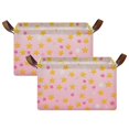 thumbnail image 1 of Yayeee Foldable Storage Basket for Shelves with Handles Set of 2 Waterproof Cloth Bins, Gradient Pink Stars, 1 of 7