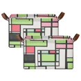 thumbnail image 1 of Yayeee Foldable Storage Basket for Shelves with Handles Set of 2 Waterproof Cloth Bins, Green Abstract Geometric, 1 of 7