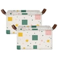 thumbnail image 1 of Yayeee Foldable Storage Basket for Shelves with Handles Set of 2 Waterproof Cloth Bins, Green Abstract Pattern, 1 of 7