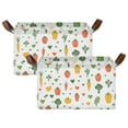 thumbnail image 1 of Yayeee Foldable Storage Basket for Shelves with Handles Set of 2 Waterproof Cloth Bins, Green Cute Vegetables, 1 of 7