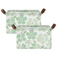 thumbnail image 1 of Yayeee Foldable Storage Basket for Shelves with Handles Set of 2 Waterproof Cloth Bins, Green Floral, 1 of 7