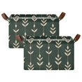 thumbnail image 1 of Yayeee Foldable Storage Basket for Shelves with Handles Set of 2 Waterproof Cloth Bins, Green Plants, 1 of 7