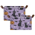 thumbnail image 1 of Yayeee Foldable Storage Basket for Shelves with Handles Set of 2 Waterproof Cloth Bins, Halloween Cats, 1 of 7