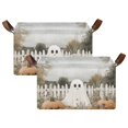 thumbnail image 1 of Yayeee Foldable Storage Basket for Shelves with Handles Set of 2 Waterproof Cloth Bins, Halloween Pumpkin Field, 1 of 7