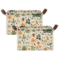 thumbnail image 1 of Yayeee Foldable Storage Basket for Shelves with Handles Set of 2 Waterproof Cloth Bins, Leaves Pattern, 1 of 7