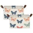 thumbnail image 1 of Yayeee Foldable Storage Basket for Shelves with Handles Set of 2 Waterproof Cloth Bins, Orange Butterflies, 1 of 7