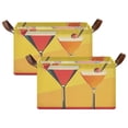 thumbnail image 1 of Yayeee Foldable Storage Basket for Shelves with Handles Set of 2 Waterproof Cloth Bins, Orange Cocktails, 1 of 7