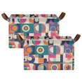 thumbnail image 1 of Yayeee Foldable Storage Basket for Shelves with Handles Set of 2 Waterproof Cloth Bins, Orange Geometric, 1 of 7