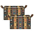 thumbnail image 1 of Yayeee Foldable Storage Basket for Shelves with Handles Set of 2 Waterproof Cloth Bins, Orange Geometric, 1 of 7