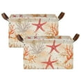 thumbnail image 1 of Yayeee Foldable Storage Basket for Shelves with Handles Set of 2 Waterproof Cloth Bins, Orange Starfish, 1 of 7