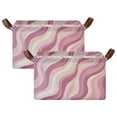 thumbnail image 1 of Yayeee Foldable Storage Basket for Shelves with Handles Set of 2 Waterproof Cloth Bins, Pink Brown Pattern, 1 of 7