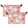 thumbnail image 1 of Yayeee Foldable Storage Basket for Shelves with Handles Set of 2 Waterproof Cloth Bins, Pink Cartoon Halloween, 1 of 7