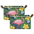 thumbnail image 1 of Yayeee Foldable Storage Basket for Shelves with Handles Set of 2 Waterproof Cloth Bins, Pink Flamingo Pattern, 1 of 7
