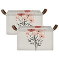 thumbnail image 1 of Yayeee Foldable Storage Basket for Shelves with Handles Set of 2 Waterproof Cloth Bins, Pink Flower, 1 of 7