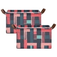 thumbnail image 1 of Yayeee Foldable Storage Basket for Shelves with Handles Set of 2 Waterproof Cloth Bins, Pink Geometric, 1 of 7