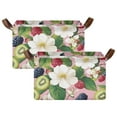 thumbnail image 1 of Yayeee Foldable Storage Basket for Shelves with Handles Set of 2 Waterproof Cloth Bins, Pink Raspberries, 1 of 7