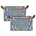 thumbnail image 1 of Yayeee Foldable Storage Basket for Shelves with Handles Set of 2 Waterproof Cloth Bins, Psychedelic Pattern, 1 of 7