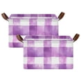 thumbnail image 1 of Yayeee Foldable Storage Basket for Shelves with Handles Set of 2 Waterproof Cloth Bins, Purple and White Pattern, 1 of 7