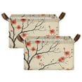 thumbnail image 1 of Yayeee Foldable Storage Basket for Shelves with Handles Set of 2 Waterproof Cloth Bins, Red Floral Pattern, 1 of 7