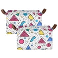 thumbnail image 1 of Yayeee Foldable Storage Basket for Shelves with Handles Set of 2 Waterproof Cloth Bins, Red Retro Pattern, 1 of 7