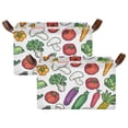 thumbnail image 1 of Yayeee Foldable Storage Basket for Shelves with Handles Set of 2 Waterproof Cloth Bins, Red Vegetables Pattern, 1 of 7