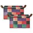 thumbnail image 1 of Yayeee Foldable Storage Basket for Shelves with Handles Set of 2 Waterproof Cloth Bins, Red and Purple Plaid Pattern, 1 of 7