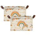 thumbnail image 1 of Yayeee Foldable Storage Basket for Shelves with Handles Set of 2 Waterproof Cloth Bins, Retro Rainbow, 1 of 7