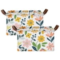 thumbnail image 1 of Yayeee Foldable Storage Basket for Shelves with Handles Set of 2 Waterproof Cloth Bins, Retro Yellow Floral, 1 of 7