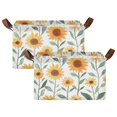 thumbnail image 1 of Yayeee Foldable Storage Basket for Shelves with Handles Set of 2 Waterproof Cloth Bins, Sunflowers and Leaves Pattern, 1 of 7