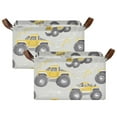 thumbnail image 1 of Yayeee Foldable Storage Basket for Shelves with Handles Set of 2 Waterproof Cloth Bins, Trucks Pattern, 1 of 7