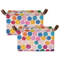 thumbnail image 1 of Yayeee Foldable Storage Basket for Shelves with Handles Set of 2 Waterproof Cloth Bins, Watercolor Circles, 1 of 7