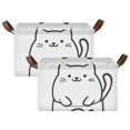 thumbnail image 1 of Yayeee Foldable Storage Basket for Shelves with Handles Set of 2 Waterproof Cloth Bins, White Chubby Cat, 1 of 7