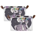 thumbnail image 1 of Yayeee Foldable Storage Basket for Shelves with Handles Set of 2 Waterproof Cloth Bins, White Skeleton, 1 of 7