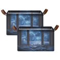 thumbnail image 1 of Yayeee Foldable Storage Basket for Shelves with Handles Set of 2 Waterproof Cloth Bins, Window Space, 1 of 7