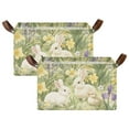 thumbnail image 1 of Yayeee Foldable Storage Basket for Shelves with Handles Set of 2 Waterproof Cloth Bins, Yellow Floral Rabbit, 1 of 7