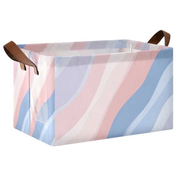 Yayeee Foldable Storage Basket for Shelves with Handles Waterproof Cloth Bins, Abstract Blue