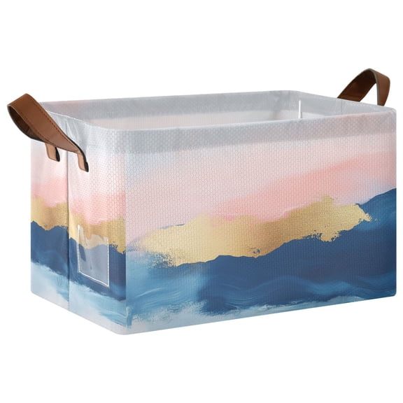 Yayeee Foldable Storage Basket for Shelves with Handles Waterproof Cloth Bins, Abstract Painting