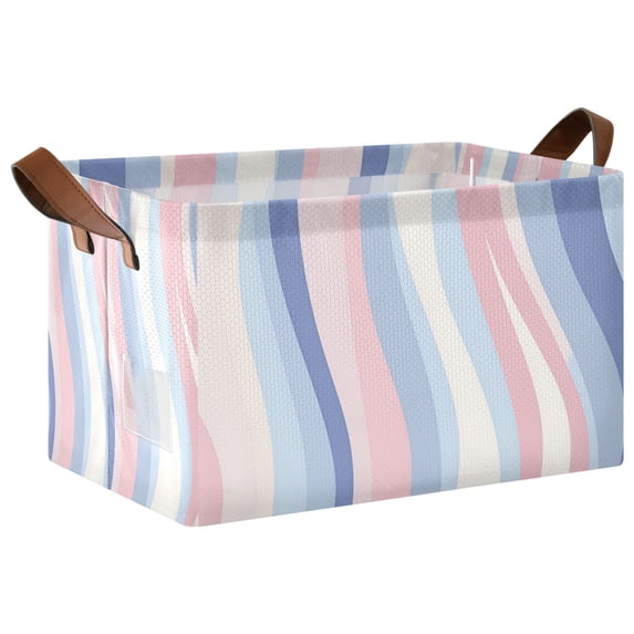 Yayeee Foldable Storage Basket for Shelves with Handles Waterproof Cloth Bins, Abstract Pink