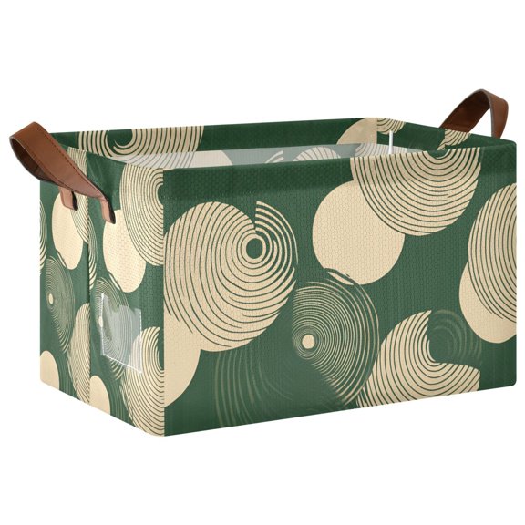 Yayeee Foldable Storage Basket for Shelves with Handles Waterproof Cloth Bins, Beige Abstract